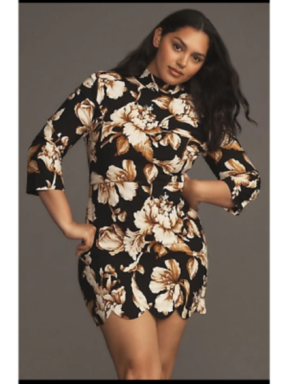 Maeve Anthropologie Black Floral Cutout Back Long Sleeve Dress - Picture 3 of 4